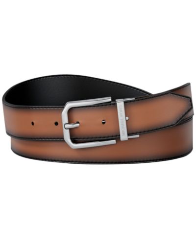 31MM Michael Kors Men's Gunmetal Buckle Leather Belt