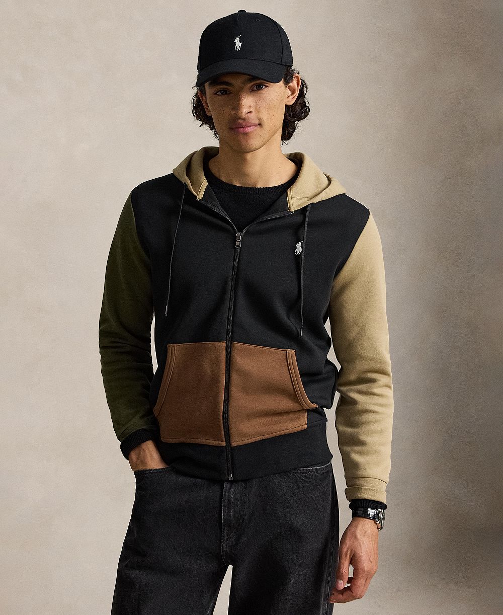 Polo Ralph Lauren Мужская худи с капюшоном на полной молнии из двойного трикотажа