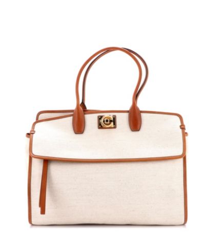 Pre-Owned Salvatore Ferragamo Large Studio Soft Satchel Canvas