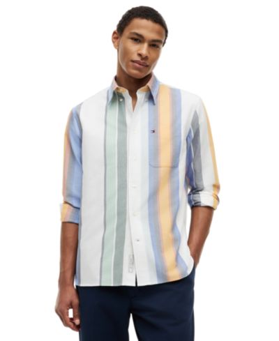 Tommy Hilfiger Мужская рубашка Heritage Oxford в многоцветную полоску