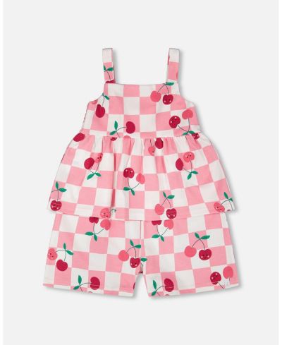 Ромпер Deux par Deux Little Girls Cotton Jersey Printed Cherries