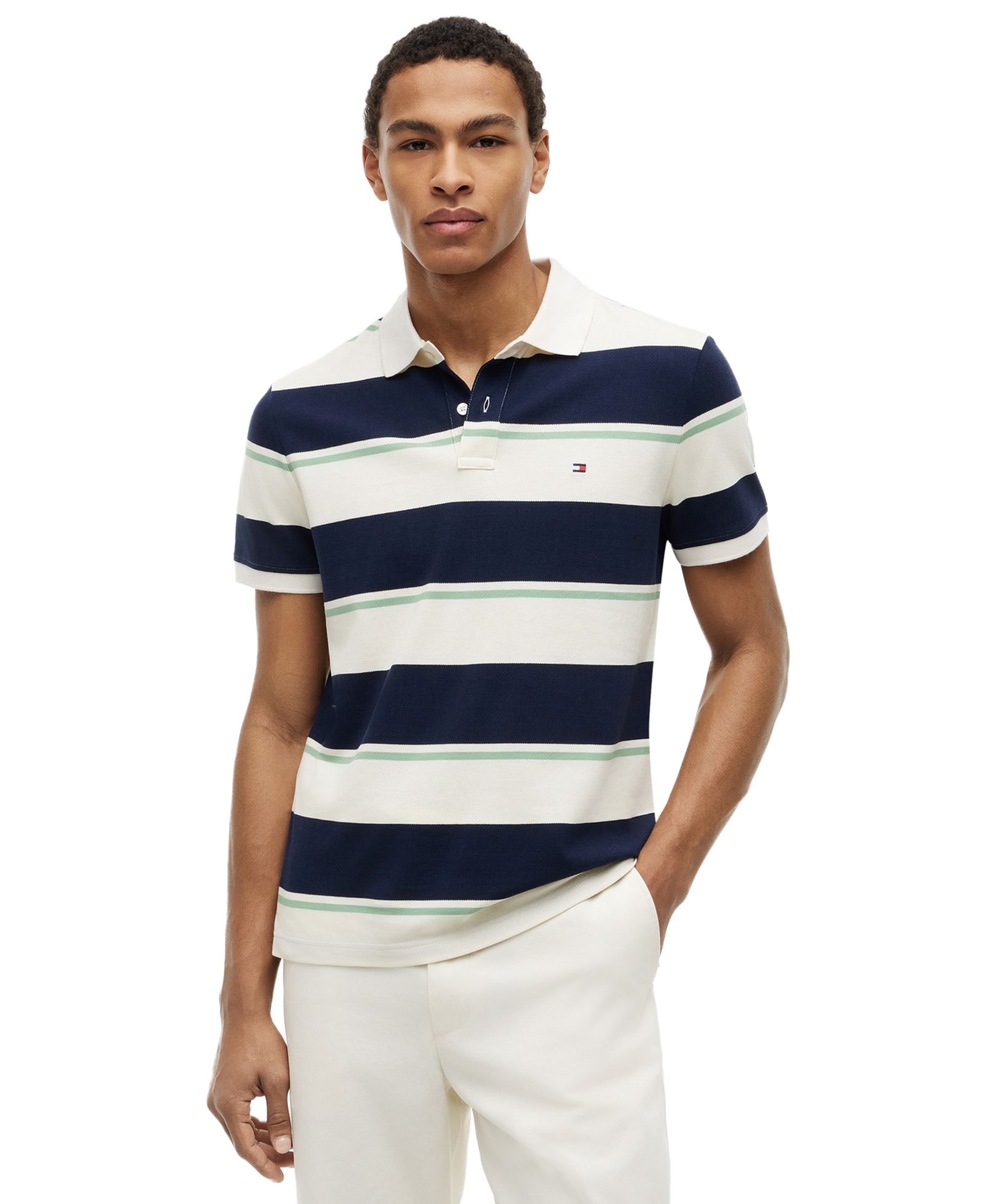 Tommy Hilfiger Men's Varied Roadmap Stripe Regular-Fit Pique Polo Shirt