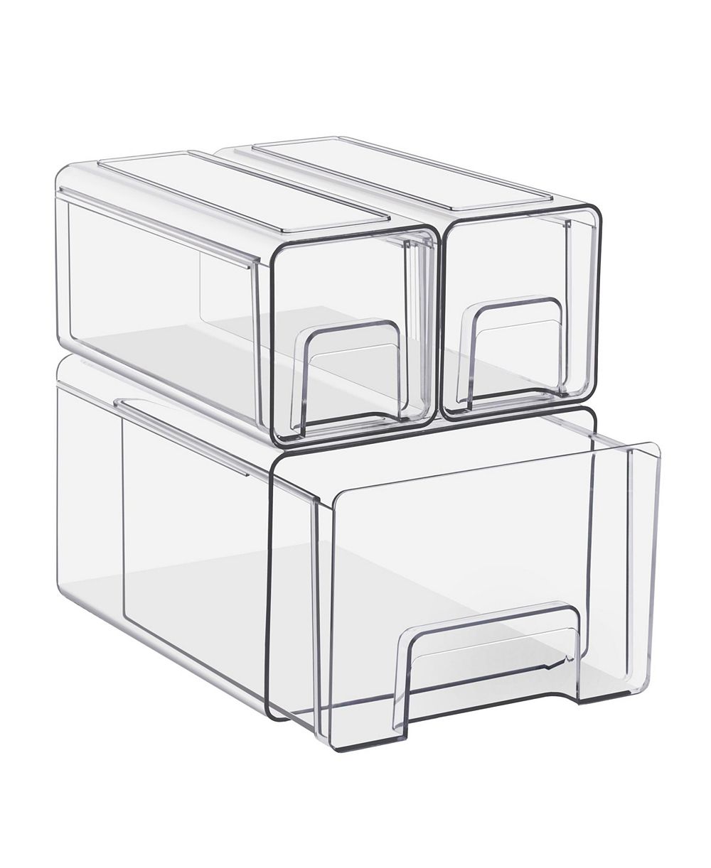 Sorbus 3 Piece Clear Stackable Storage Drawers Case with Handles - for Bathroom, Closet, Pantry, Cabinet, Medicine & Baby Bottle Storage