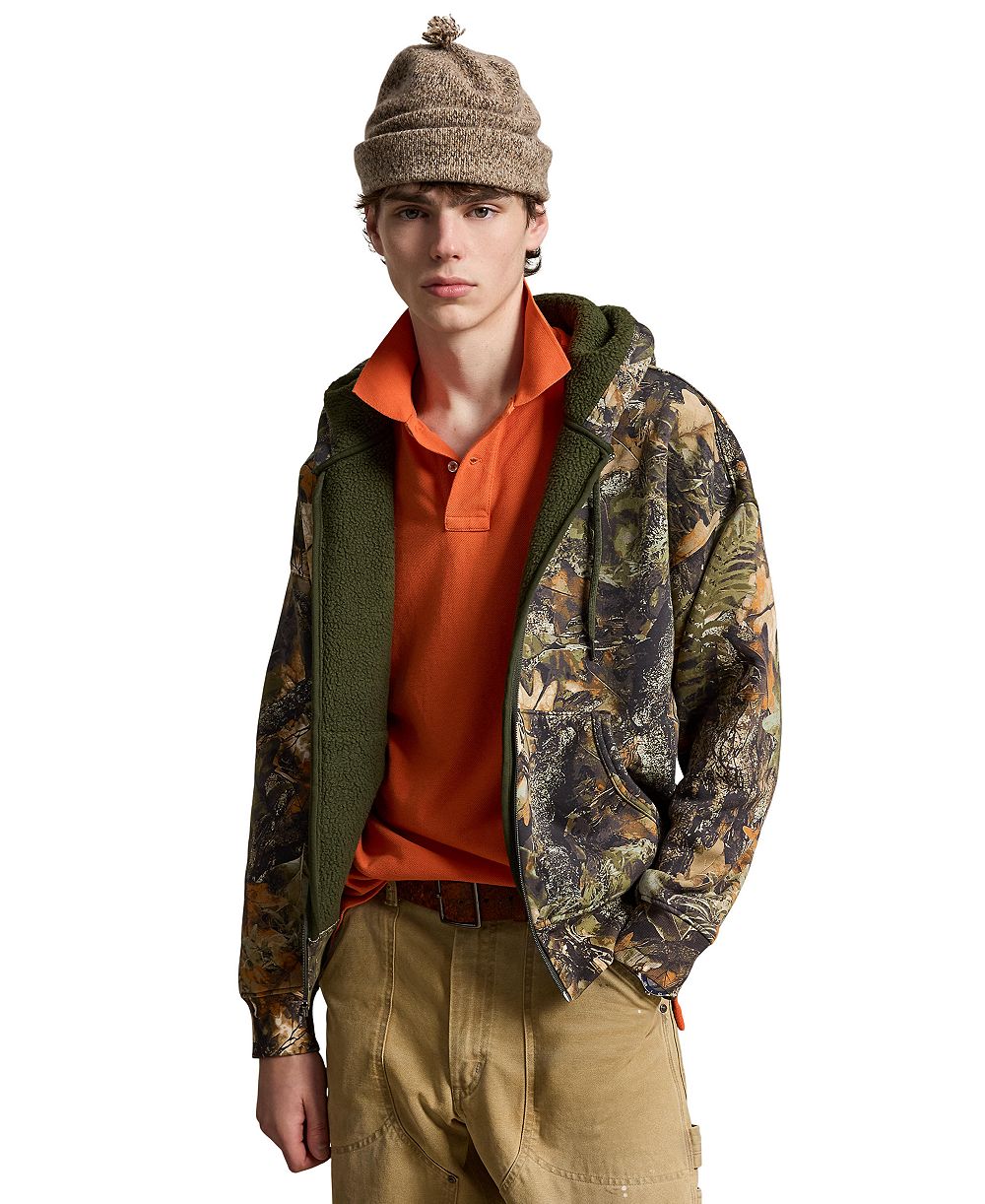 Мужская худи Polo Ralph Lauren с капюшоном и полной молнией, свободный крой, камуфляж