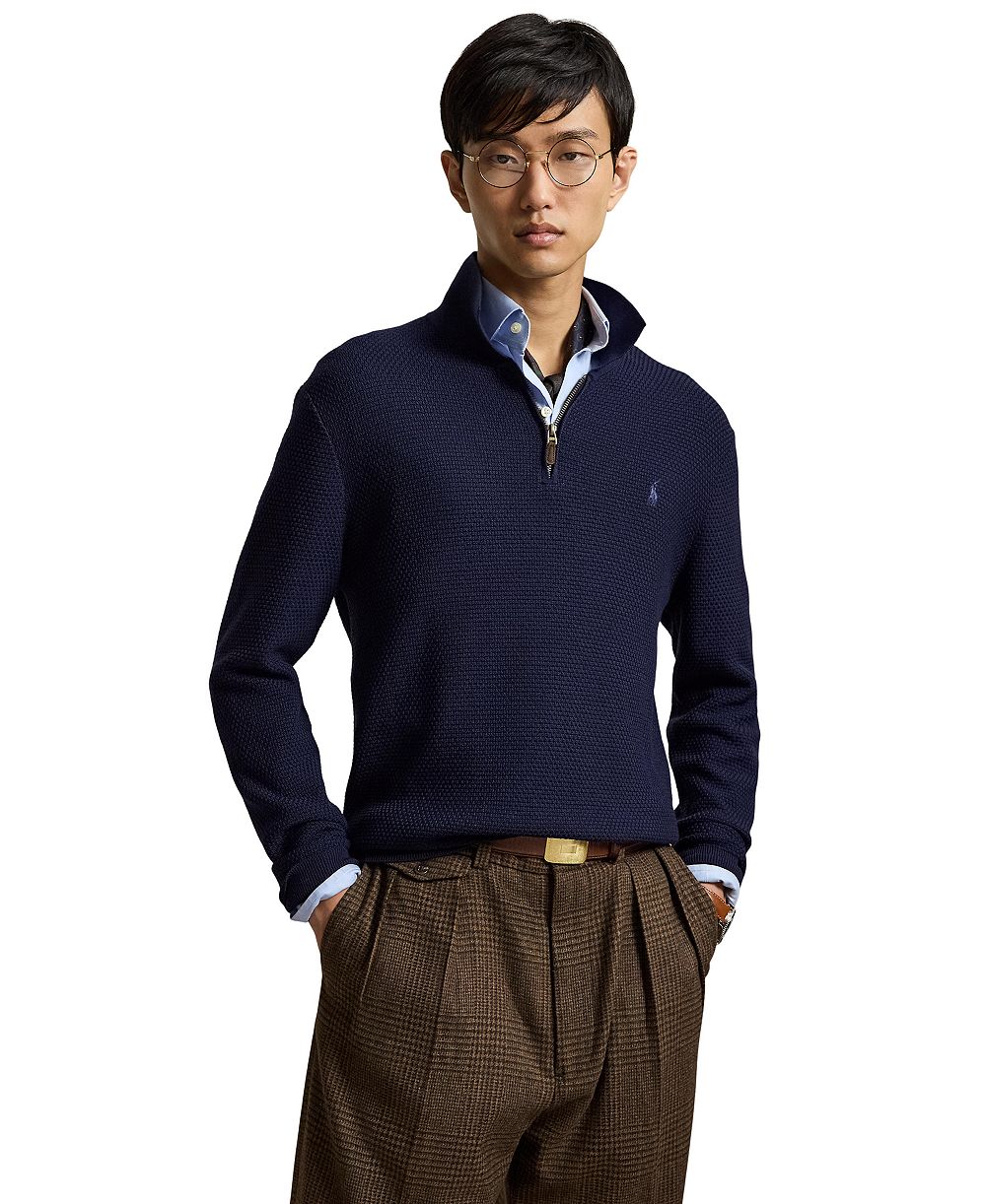 Polo Ralph Lauren мужской шерстяной свитер с четвертьзастежкой и воротником-поло, регулярный крой