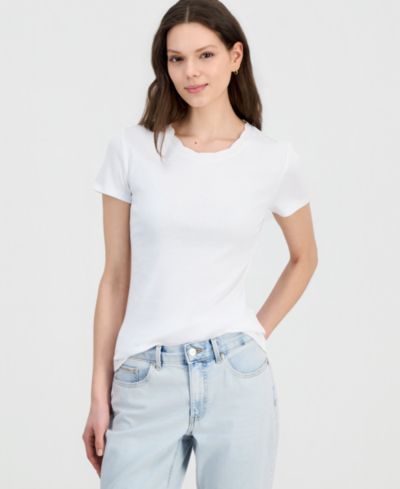 Nautica Women's Scallop-Trim Cotton Short-Sleeve T-Shirt