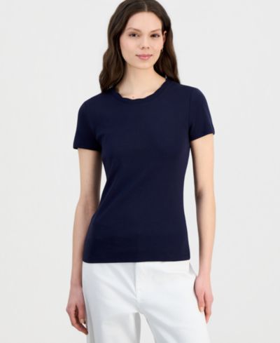 Женская футболка Nautica Women's Scallop-Trim Cotton Short-Sleeve