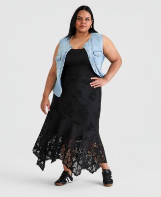 And Now This Trendy Plus Size Embroidered Cotton Midi Skirt, Macy's Exclusive
