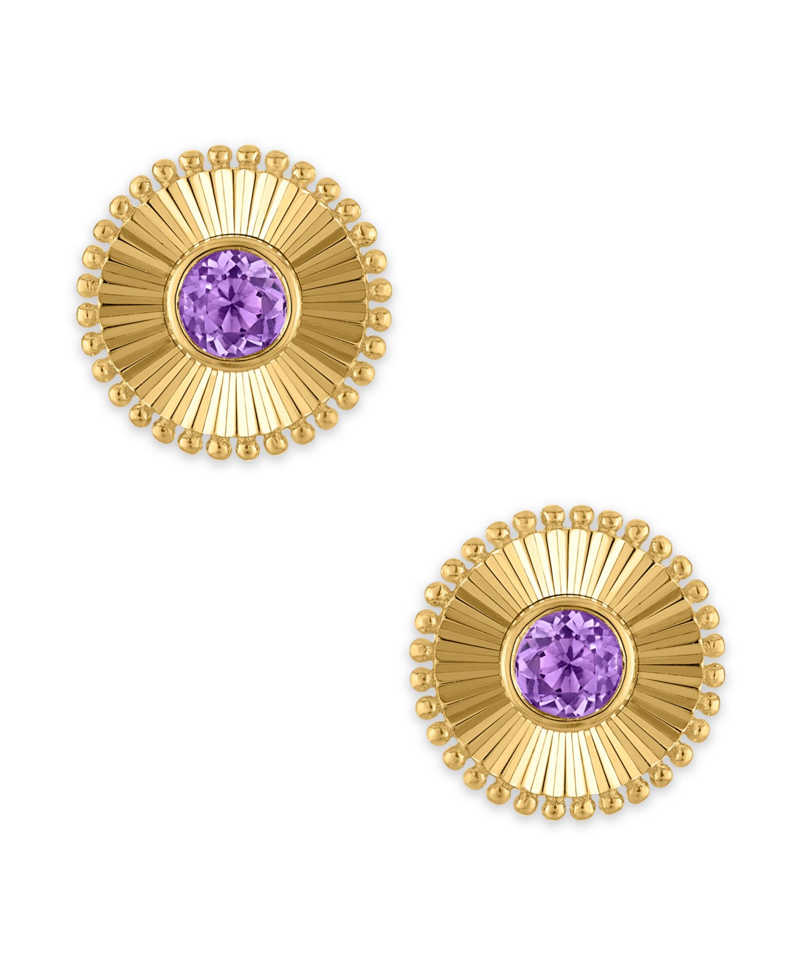 Macy's Swiss Blue Topaz (3/8 ct. t.w.) Diamond Cut Texture Earrings in 14k Yellow Gold (Also Available in Amethyst)