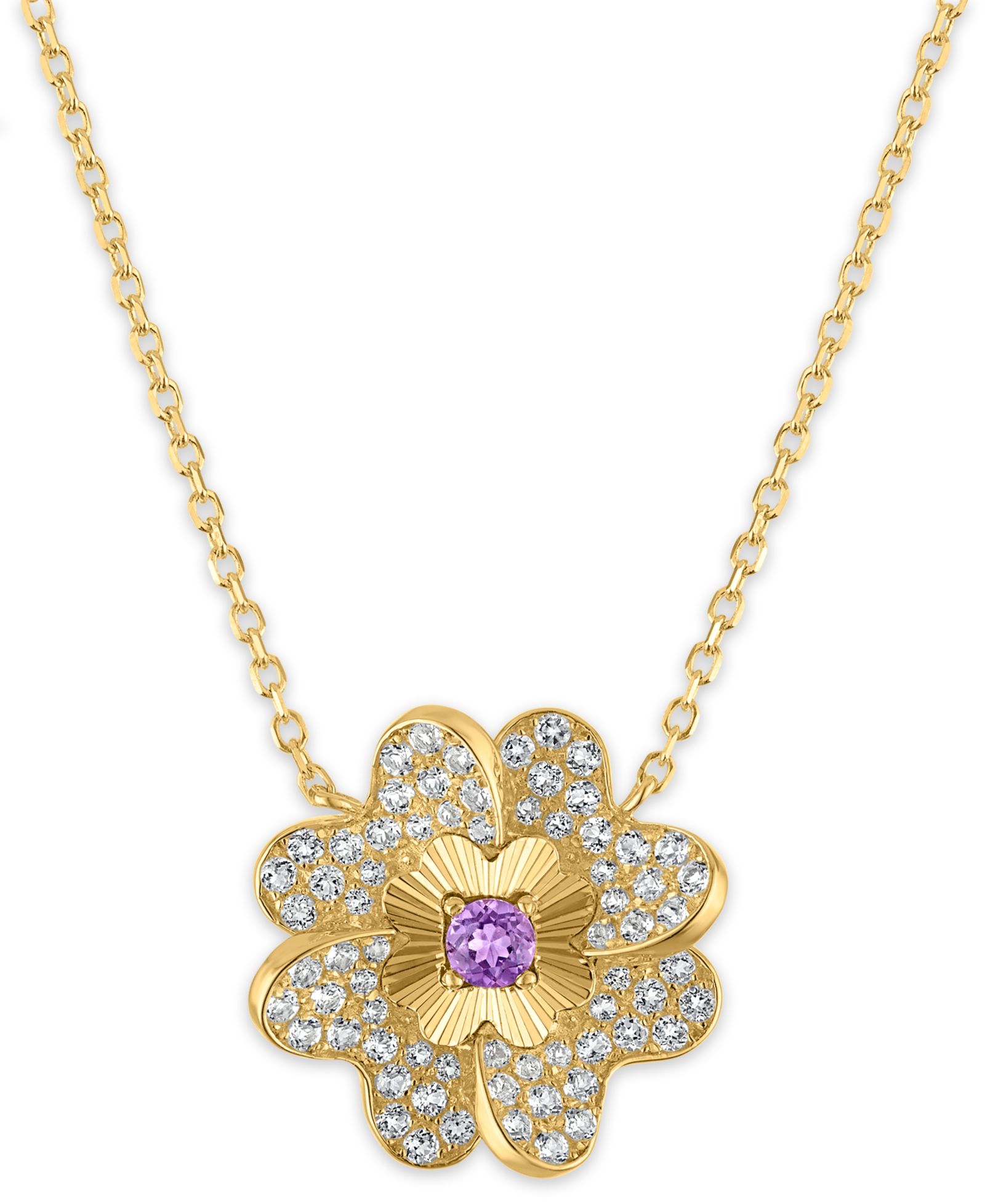 Подвеска-кулон Macy's с голубым топазом и белым топазом, огранка Diamond Cut, 14k желтое золото