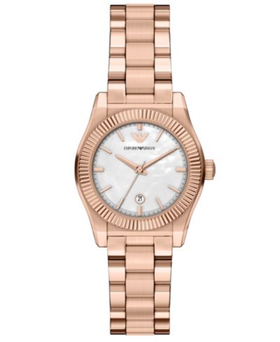 Женские кварцевые часы Emporio Armani в цвете Rose Gold из нержавеющей стали, 32mm