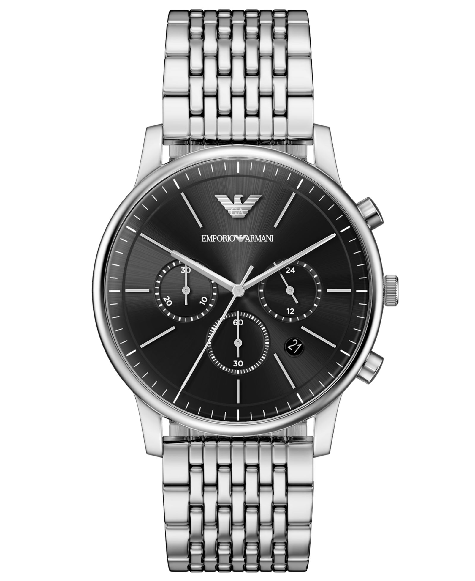 Emporio Armani Men's Quartz Chronograph Silver Stainless Steel Watch, 42mm
