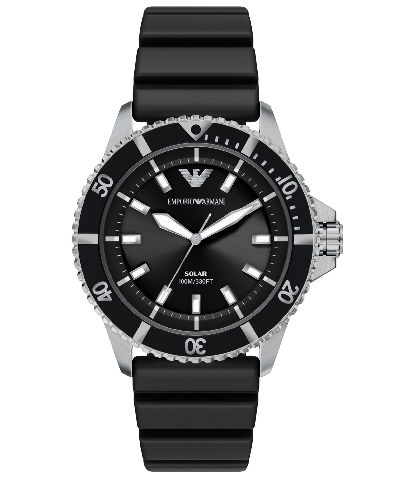 Emporio Armani Мужские часы World Explorer Solar Three Hand Black Silicone, 42mm