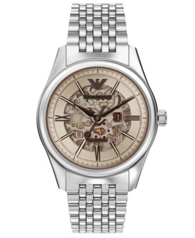 Мужские автоматические часы Emporio Armani из серебряной нержавеющей стали, 43mm