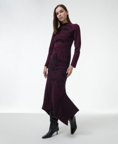Leem Women's Geometric Jacquard Handkerchief Skirt