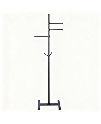 YIGII Heavy Duty Metal Coat Rack with 3 Arms and 5 Hooks for Various Spaces