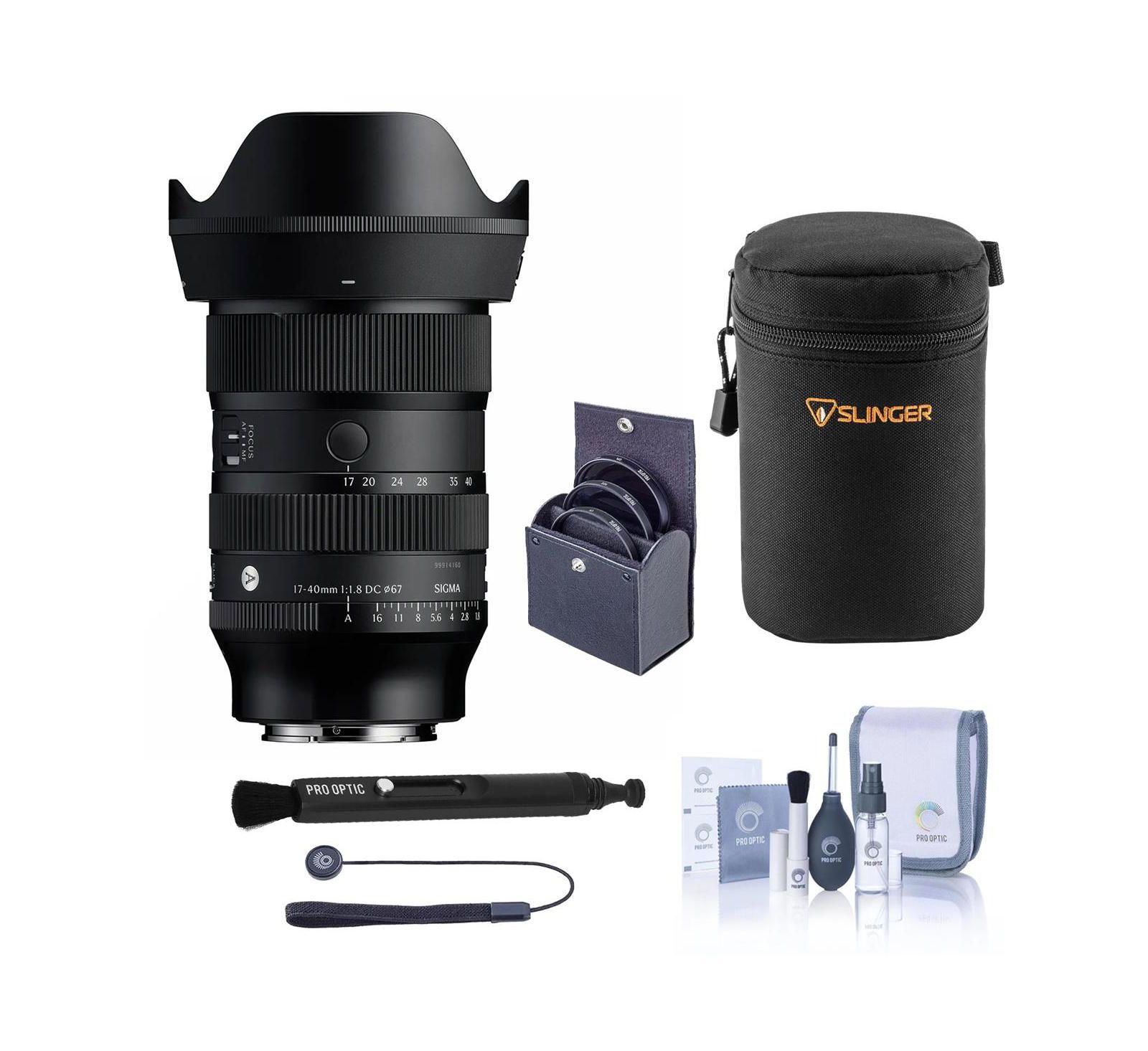 Объектив Sigma 17-40mm f/1.8 DC Art для Sony E, комплект с набором фильтров 67mm, колпачком и набором для чистки