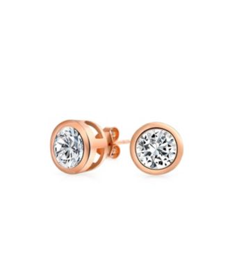 Серьги-гвоздики Bling Jewelry с круглой оправой и фианитом, .925 стерлинговое серебро
