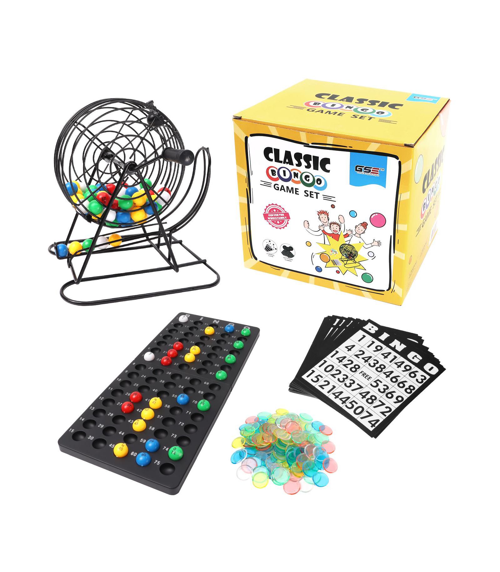 GSE Games & Sports Expert Набор для игры в Бинго Deluxe с клеткой, доской, 75 шарами, 150 фишками и 18 картами