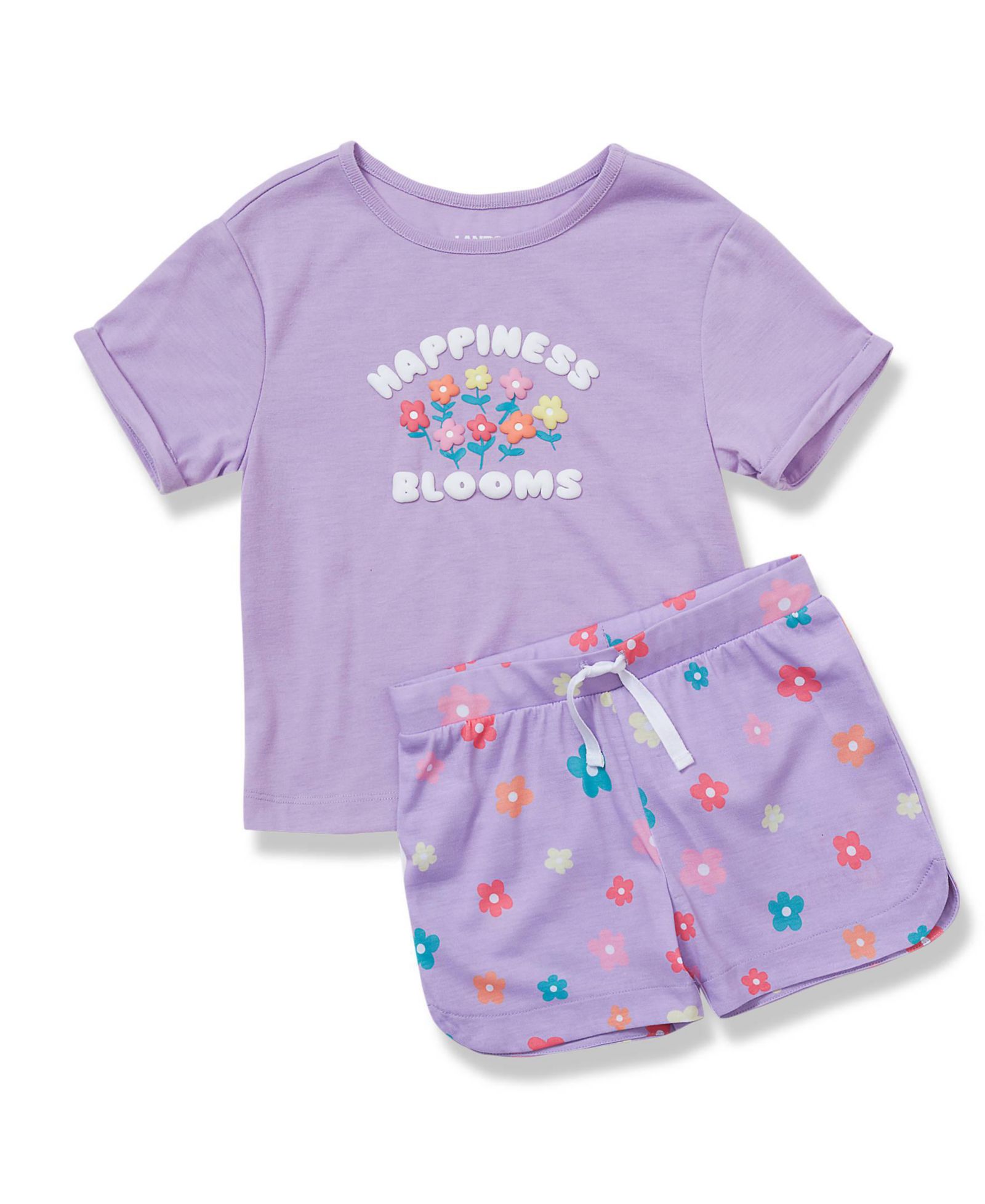 Lands' End Big Girls Short Sleeve Tee and Shorts Pajama Set