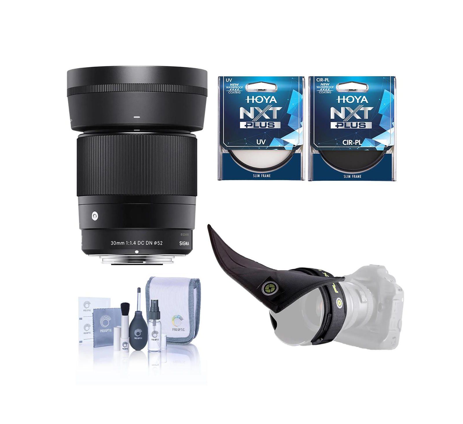 Sigma 30mm f/1.4 DC DN Contemporary Lens for Sony E, Bundle with Filter Kit and Lens Shade