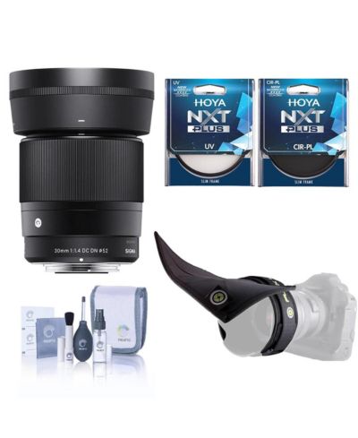 Sigma 30mm f/1.4 DC DN Contemporary Lens for Sony E, Bundle with Filter Kit and Lens Shade