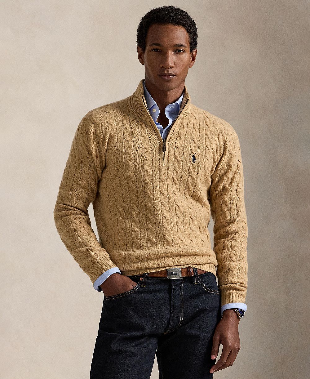 Polo Ralph Lauren Men's Cable-Knit Quarter-Zip Sweater