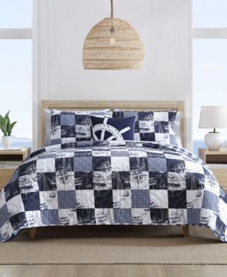 Nautica Sailors Patchwork Cotton Reversible 3-Pc. Quilt Set, King