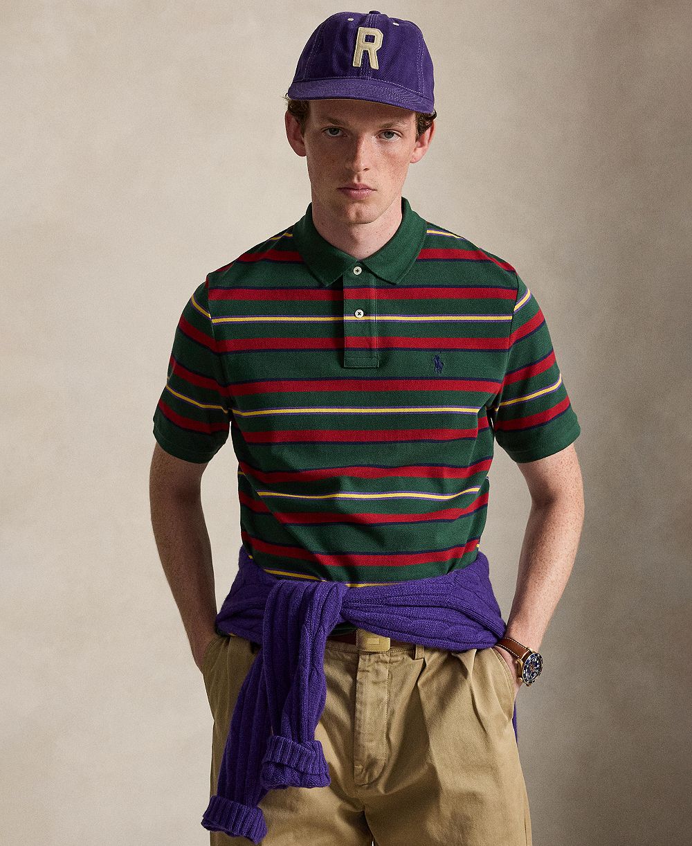 Polo Ralph Lauren Men's Classic-Fit Stripe Mesh Polo Shirt