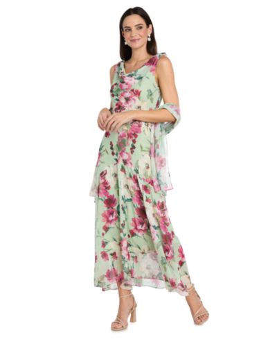 Женское платье R & M Richards Cowl Neck Printed Midi