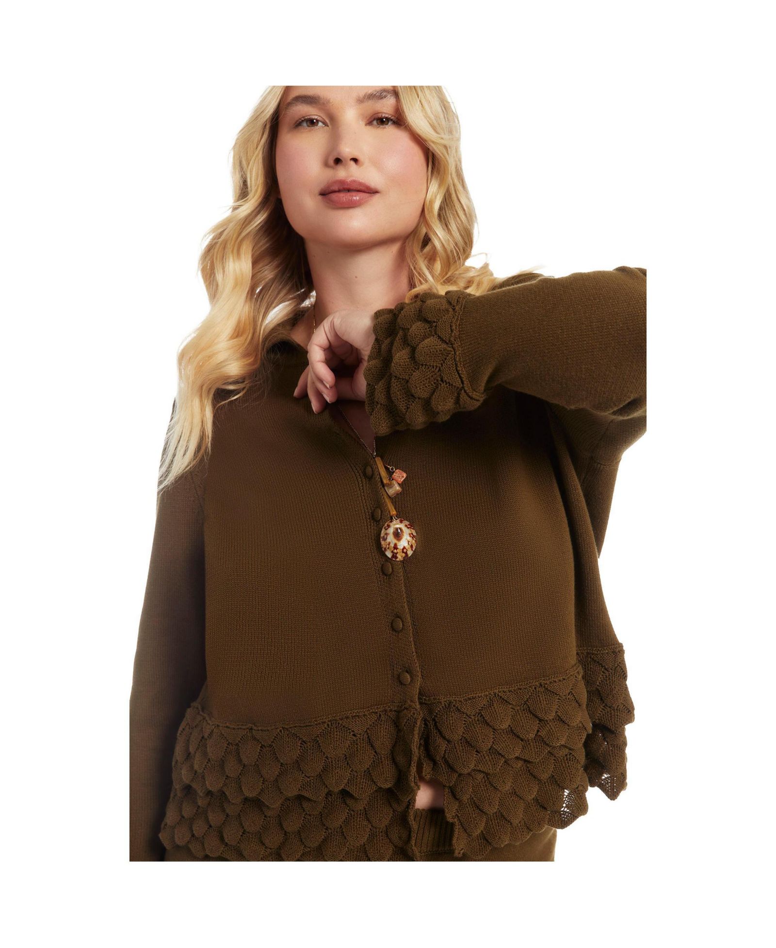 Женский кардиган June & Vie Ruffled Peplum Sweater