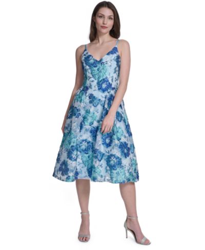Eliza J Women's V-Neck Printed Midi Dress