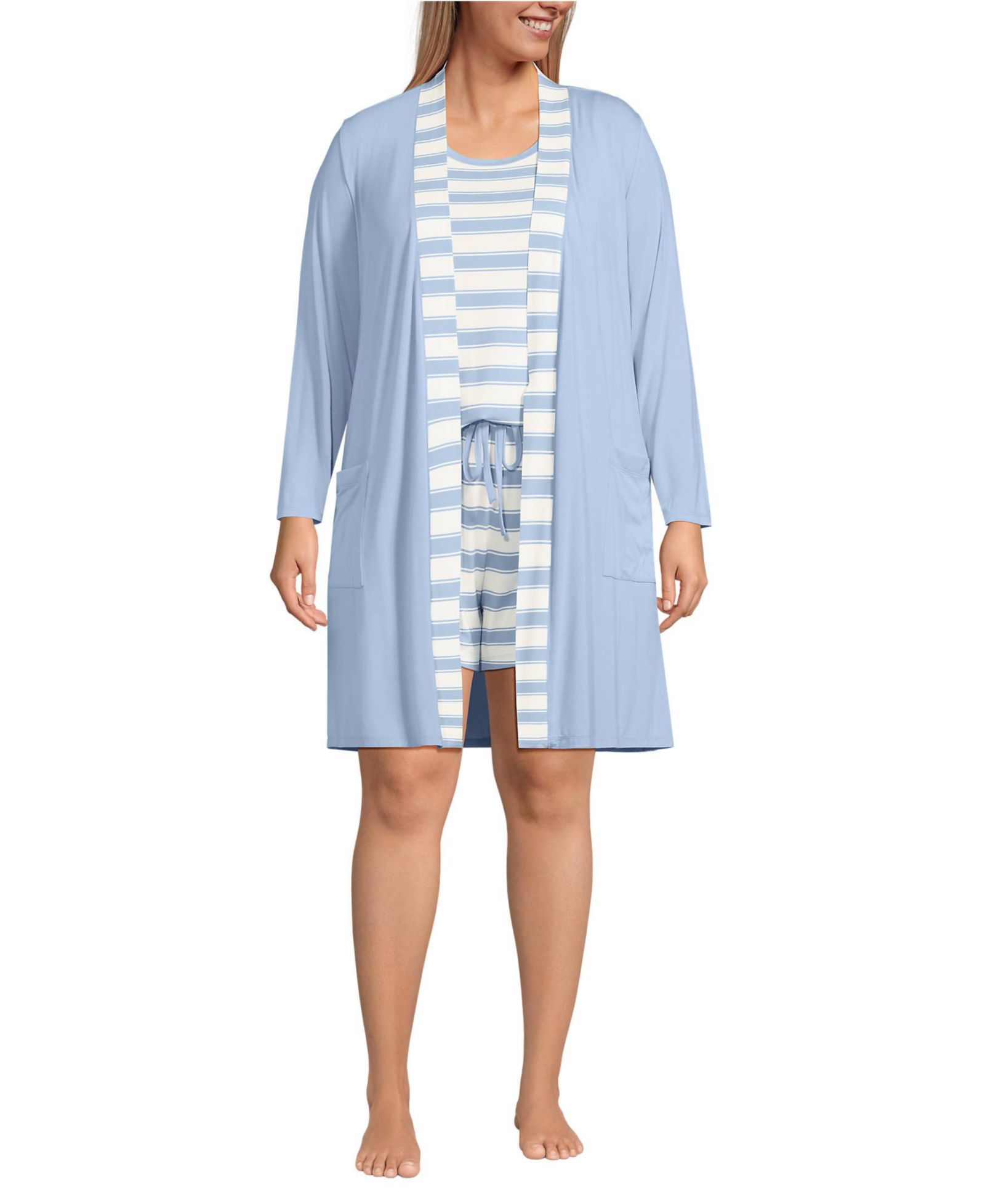Комплект из 3 предметов Lands' End Plus Size Cooling: халат, топ и шорты