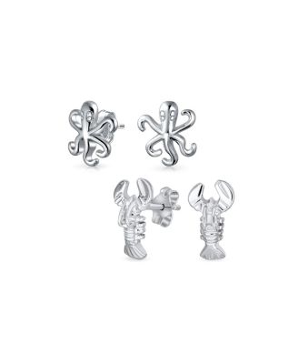 Серьги-гвоздики Bling Jewelry Sterling Silver Nautical Sea Creature Squid Octopus (Set of 2)