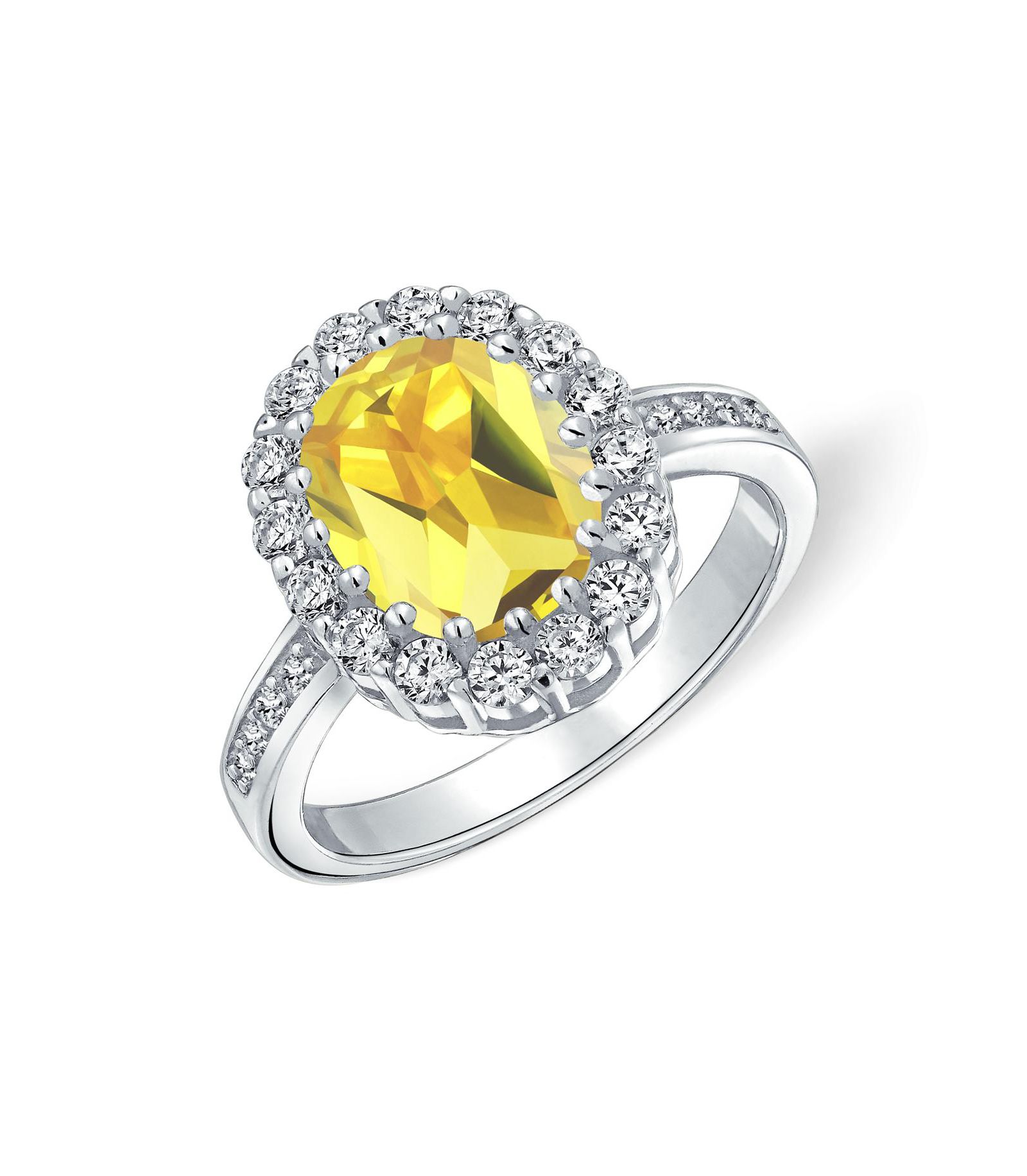 Bling Jewelry Коктейльное кольцо с кубическим цирконием CZ Oval Halo из стерлингового серебра, 4CTW