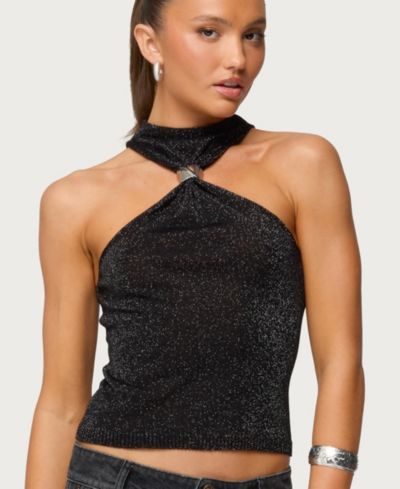 Женский топ Edikted Nalia Gathered Ring Glitter Knit