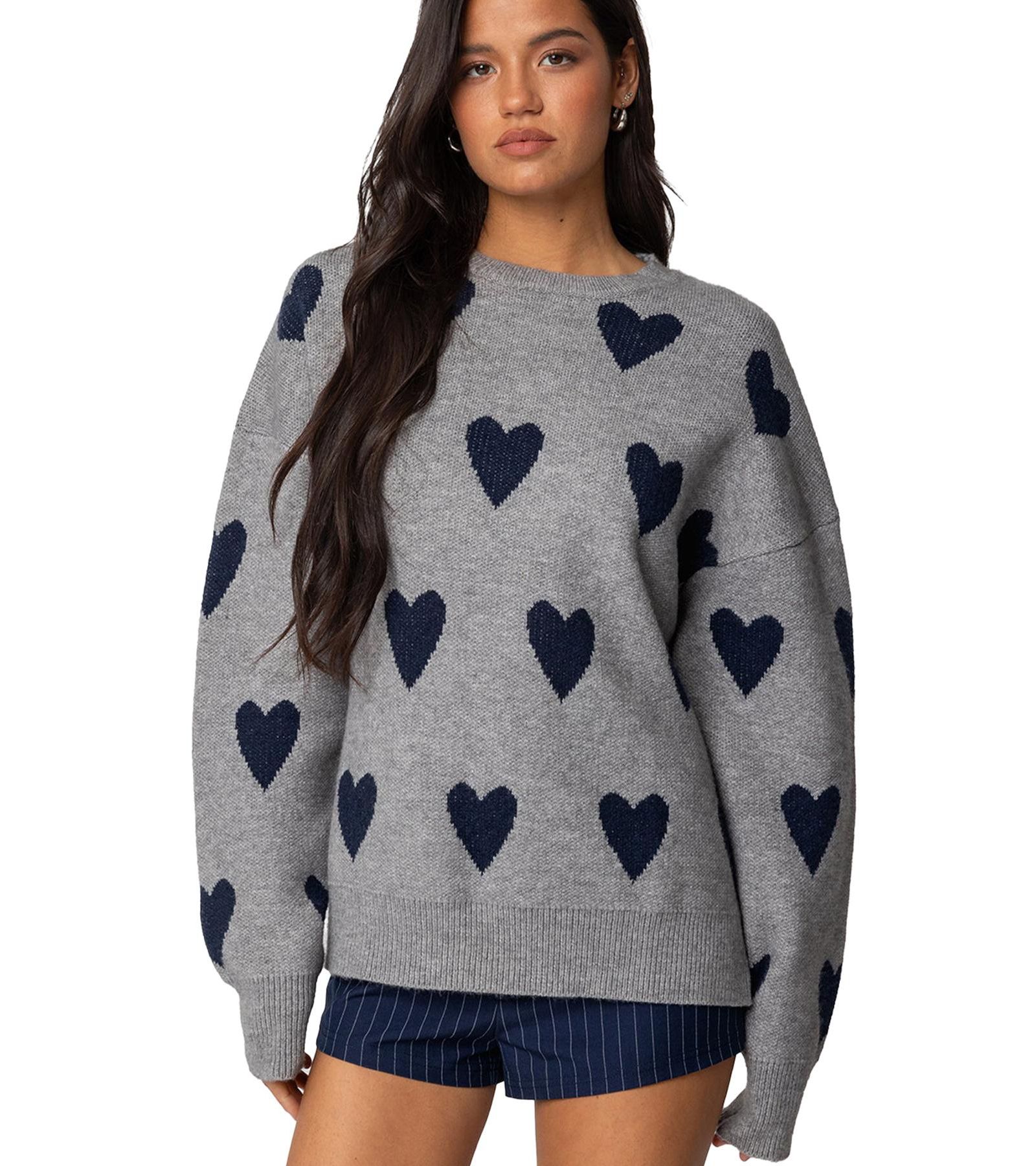 Edikted Women's Big Heart Oversized Sweater