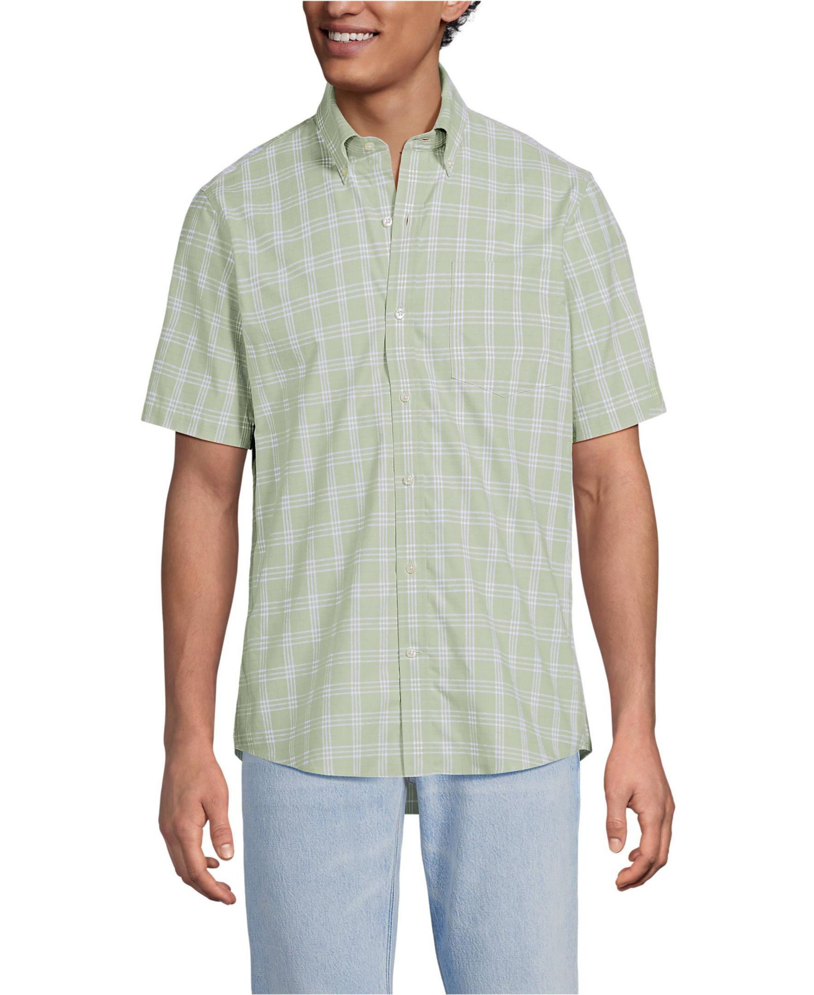 Мужская рубашка Lands' End Short Sleeve No Iron Twill