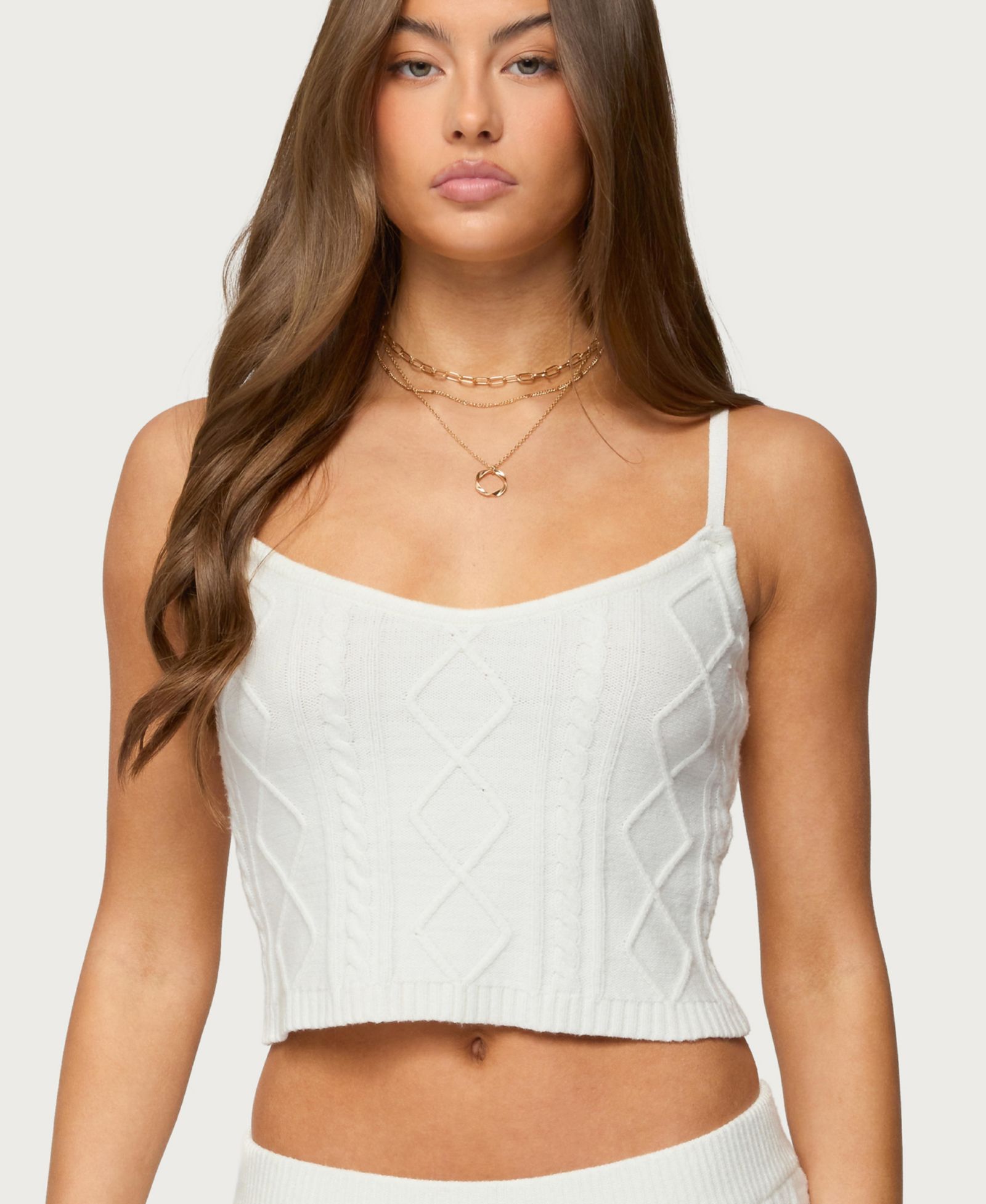 Edikted Women's Louise Cable Knit Tank Top