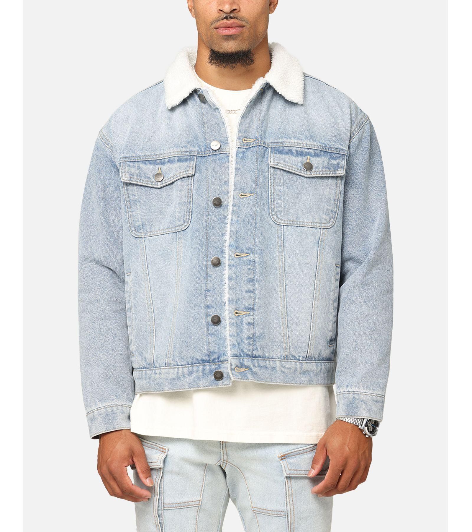 SAINT MORTA Men's Sherpa Boxy Denim Jacket