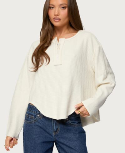 Женский топ Edikted Alisia Oversized Waffle Henley