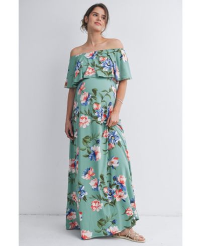Hello Miz Women's Off-Shoulder Ruffled Maxi Dress