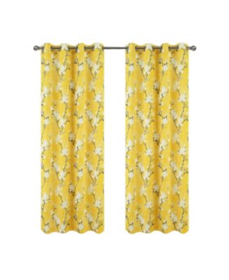Olivia Gray 100% Polyester 200 GSM Blossom Printed Blackout Grommet Curtain Panel 54" x 84"