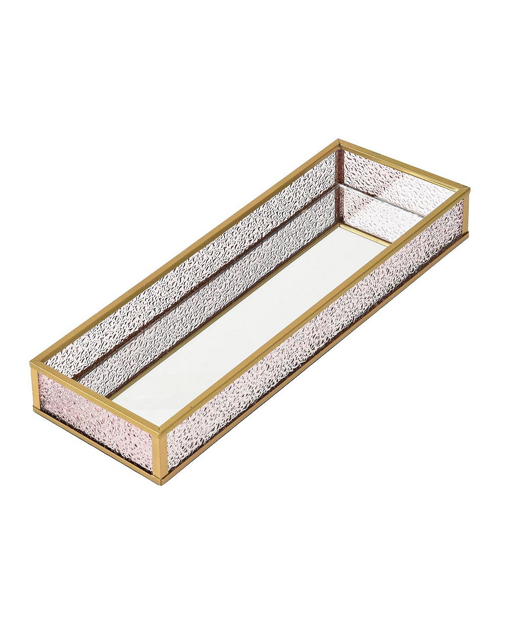 LAURAELLA Handcrafted Glass Tray, Decorative Storage Tray for Makeup, Jewelry, Desk, or Bathroom Stylish
