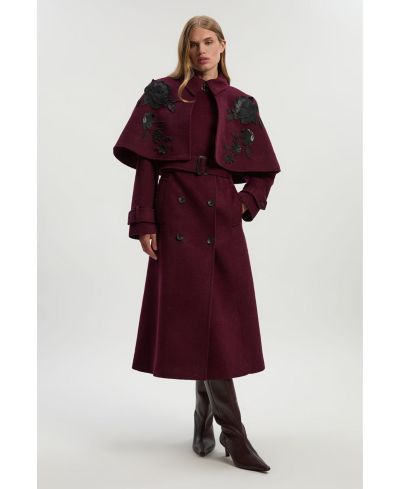 Женское миди пальто Karen Millen Tailored Funnel-Neck Cape