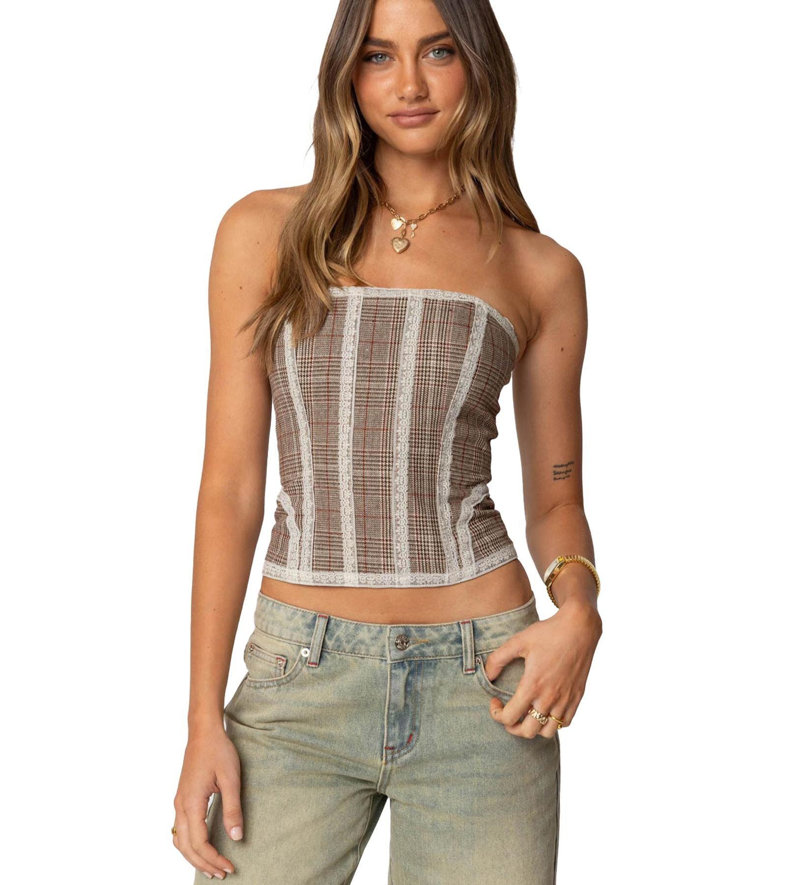 Edikted Женский Jaiden Houndstooth Plaid Corset