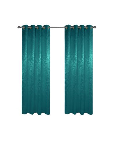 Olivia Gray 100% Polyester 200 GSM Dyson Embossed Blackout Grommet Curtain Panel Teal
