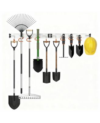 YIGII Aluminum Garden Tool Rack, Adjustable Hooks, Easy Install, Durable