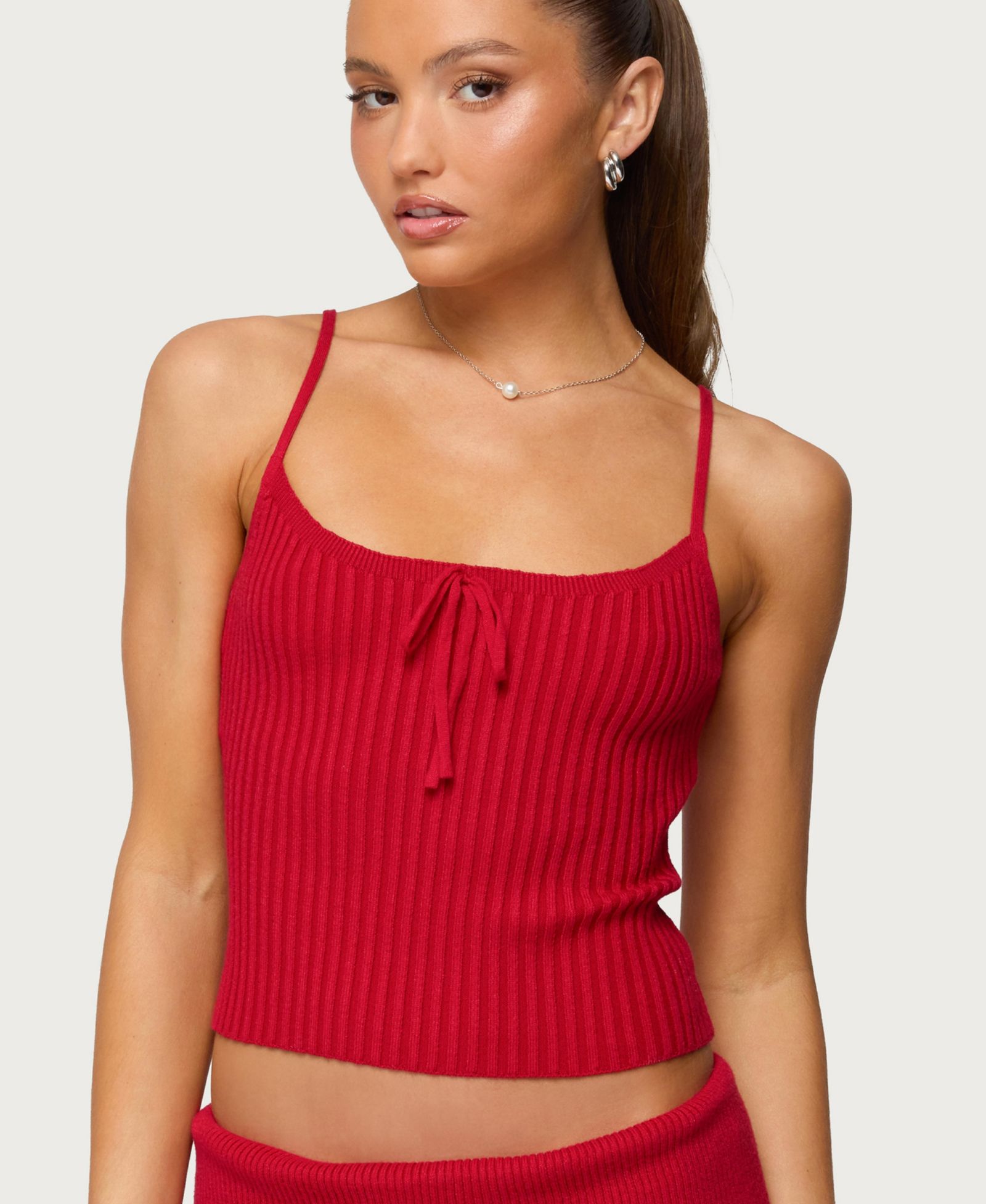 Edikted Women's Adannah Tie Ribbed Knit Tank Top