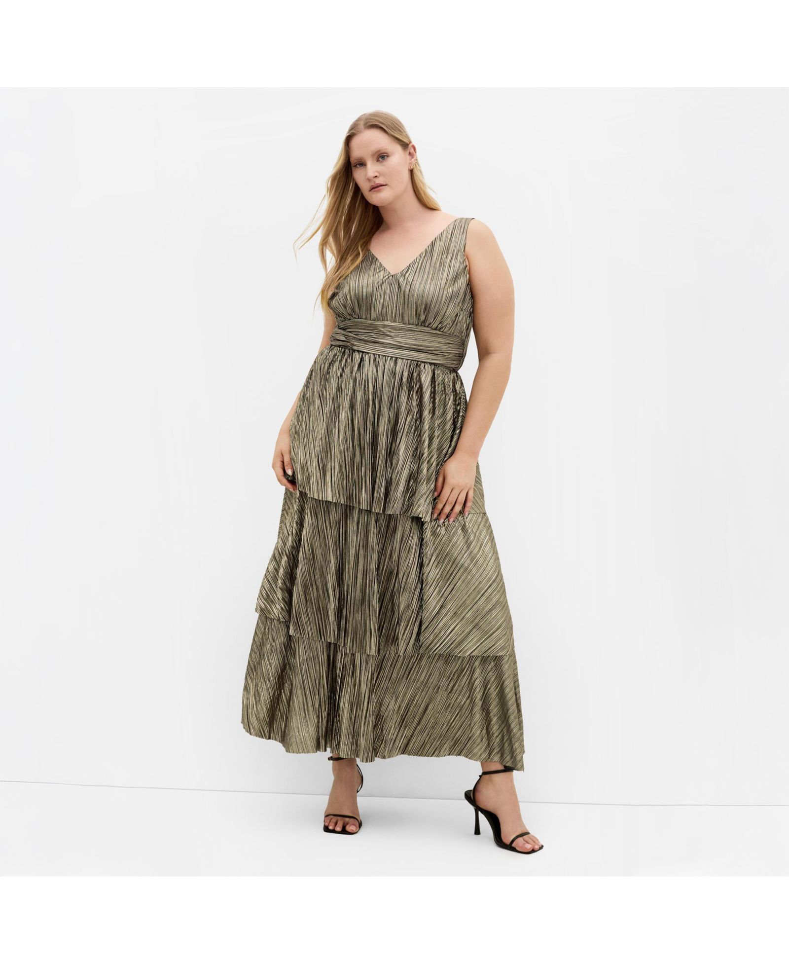 CITY CHIC женское вечернее платье в металлический многослойный дизайн Glamour